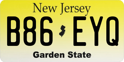 NJ license plate B86EYQ