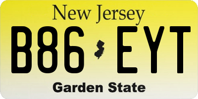 NJ license plate B86EYT