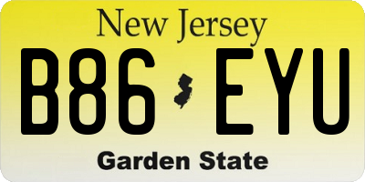 NJ license plate B86EYU