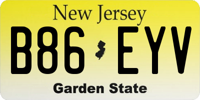 NJ license plate B86EYV