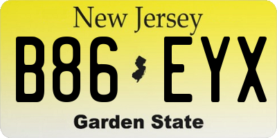 NJ license plate B86EYX