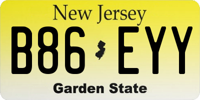 NJ license plate B86EYY