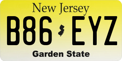 NJ license plate B86EYZ