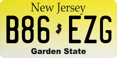 NJ license plate B86EZG