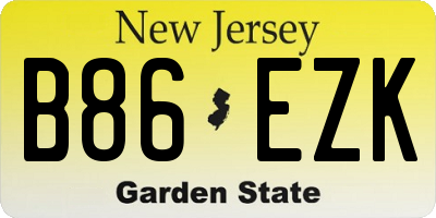 NJ license plate B86EZK