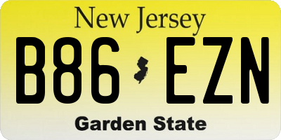 NJ license plate B86EZN