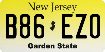 NJ license plate B86EZO