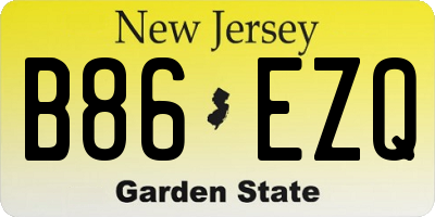 NJ license plate B86EZQ