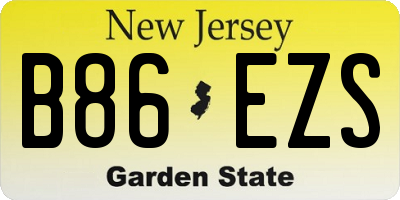 NJ license plate B86EZS
