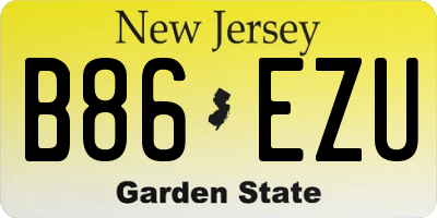 NJ license plate B86EZU