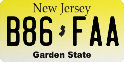 NJ license plate B86FAA