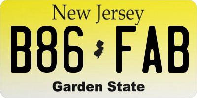 NJ license plate B86FAB