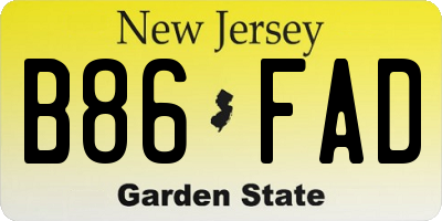 NJ license plate B86FAD