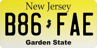 NJ license plate B86FAE