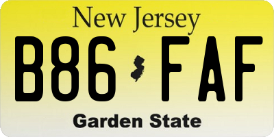 NJ license plate B86FAF