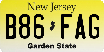 NJ license plate B86FAG