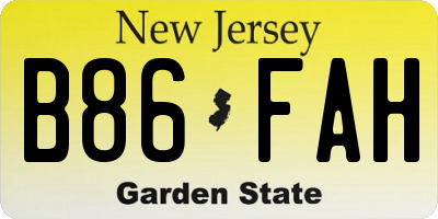 NJ license plate B86FAH