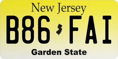 NJ license plate B86FAI