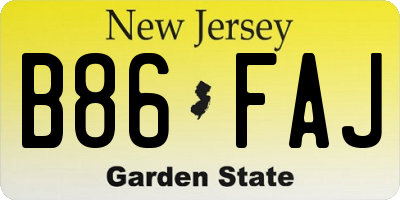 NJ license plate B86FAJ