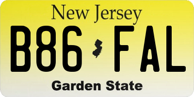 NJ license plate B86FAL