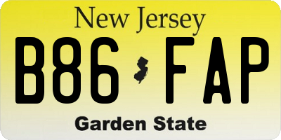 NJ license plate B86FAP