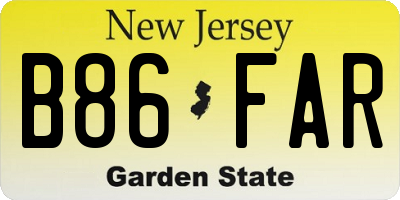 NJ license plate B86FAR