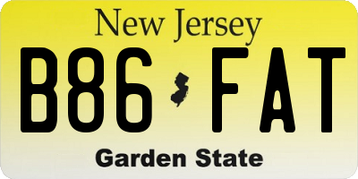 NJ license plate B86FAT