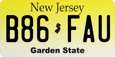 NJ license plate B86FAU
