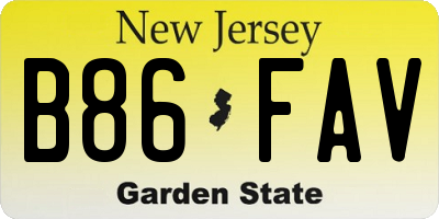 NJ license plate B86FAV