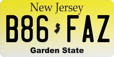NJ license plate B86FAZ