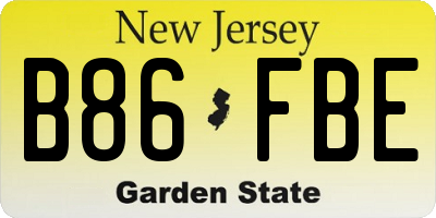 NJ license plate B86FBE