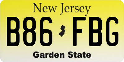 NJ license plate B86FBG
