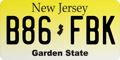 NJ license plate B86FBK