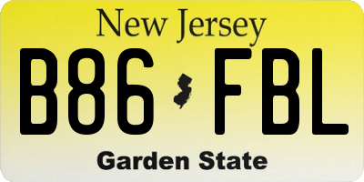 NJ license plate B86FBL
