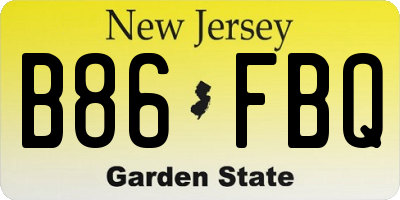 NJ license plate B86FBQ