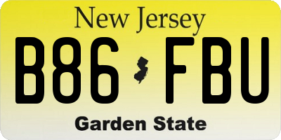 NJ license plate B86FBU