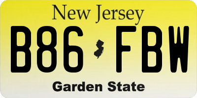 NJ license plate B86FBW