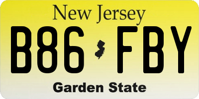 NJ license plate B86FBY