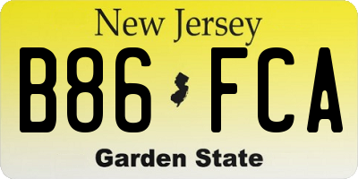 NJ license plate B86FCA