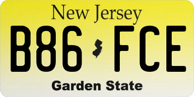 NJ license plate B86FCE