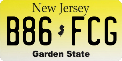NJ license plate B86FCG