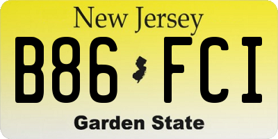 NJ license plate B86FCI