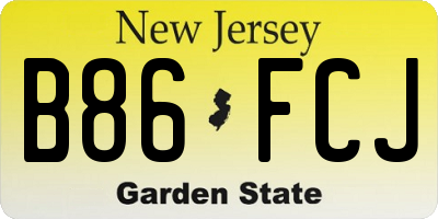 NJ license plate B86FCJ