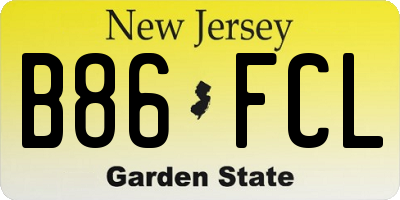NJ license plate B86FCL