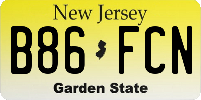 NJ license plate B86FCN