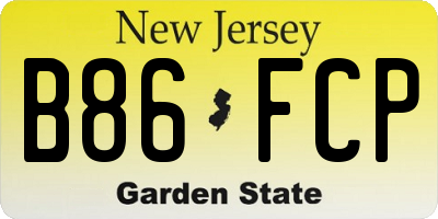 NJ license plate B86FCP