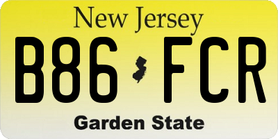 NJ license plate B86FCR