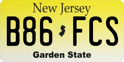 NJ license plate B86FCS