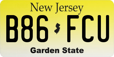 NJ license plate B86FCU