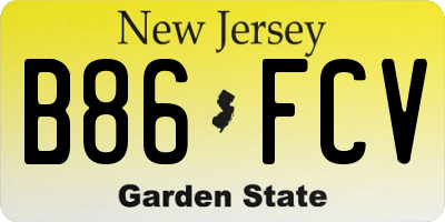 NJ license plate B86FCV